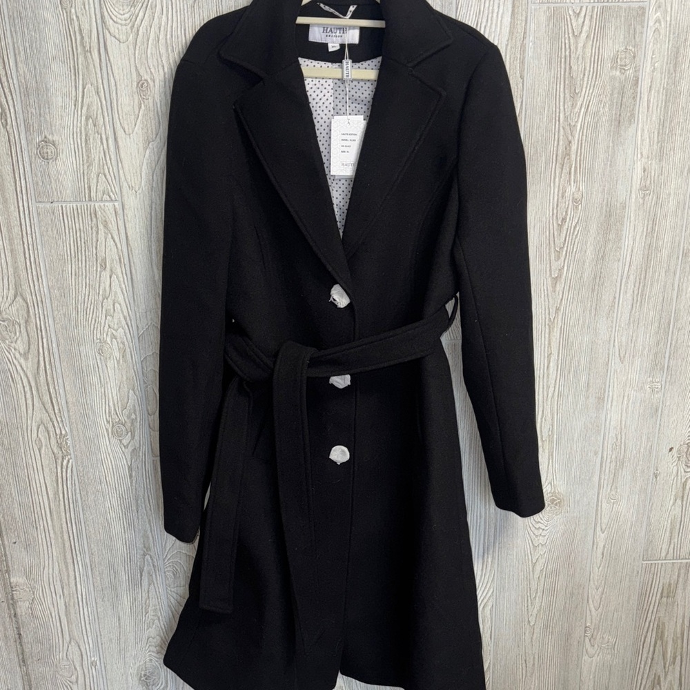Haute Edition Black Wool Trench Coat - Picture 5 of 8